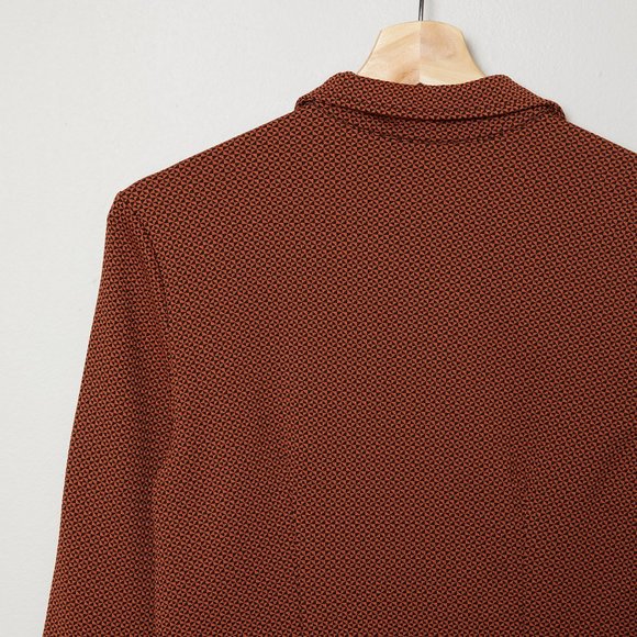 Vtg 70s Rust Geometric Print Knit Top S - Picture 8 of 9